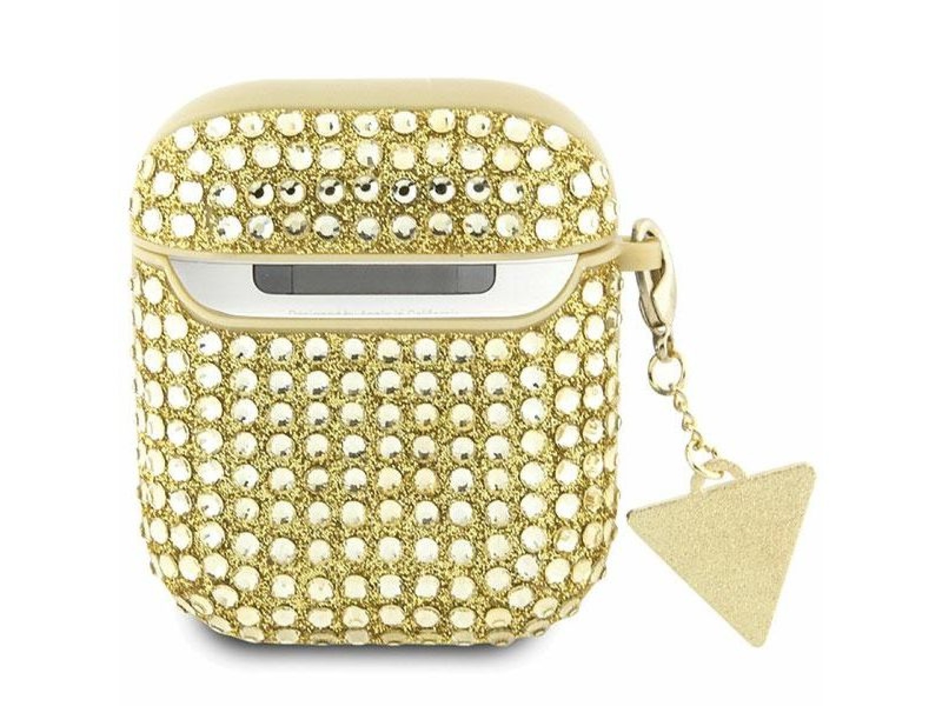 Funda Guess GUA2HDGTPD para AirPods 1/2, color oro/oro, con dije triangular de diamantes de imitació