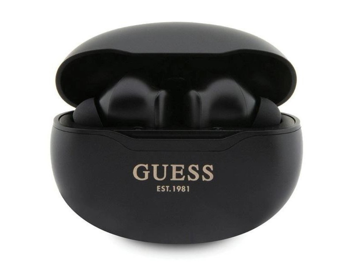 Auriculares Bluetooth TWS Guess GUTWST50EK + base de carga - negro Classic EST