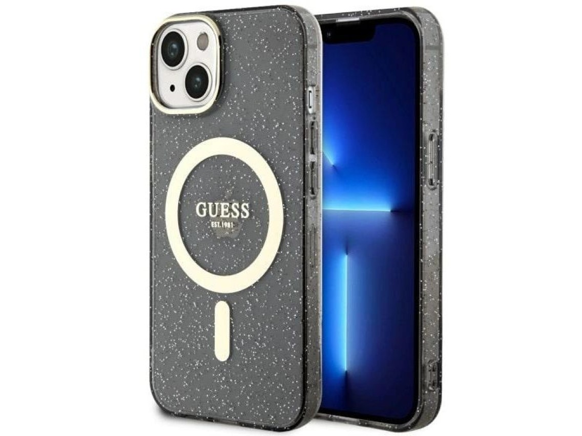Guess GUHMP14MHCMCGK iPhone 14 Plus 6.7" black/black hardcase Glitter Gold MagSafe