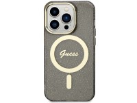 Capa rígida preta/preta Guess GUHMP14XHCMCGK para iPhone 14 Pro Max 6.7" com glitter dourado e MagSa Capa rígida preta/preta Guess GUHMP14XHCMCGK para iPhone 14 Pro Max 6.7" com glitter dourado e MagSa