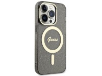 Capa rígida preta/preta Guess GUHMP14XHCMCGK para iPhone 14 Pro Max 6.7" com glitter dourado e MagSa Capa rígida preta/preta Guess GUHMP14XHCMCGK para iPhone 14 Pro Max 6.7" com glitter dourado e MagSa