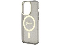 Capa rígida preta/preta Guess GUHMP14XHCMCGK para iPhone 14 Pro Max 6.7" com glitter dourado e MagSa Capa rígida preta/preta Guess GUHMP14XHCMCGK para iPhone 14 Pro Max 6.7" com glitter dourado e MagSa