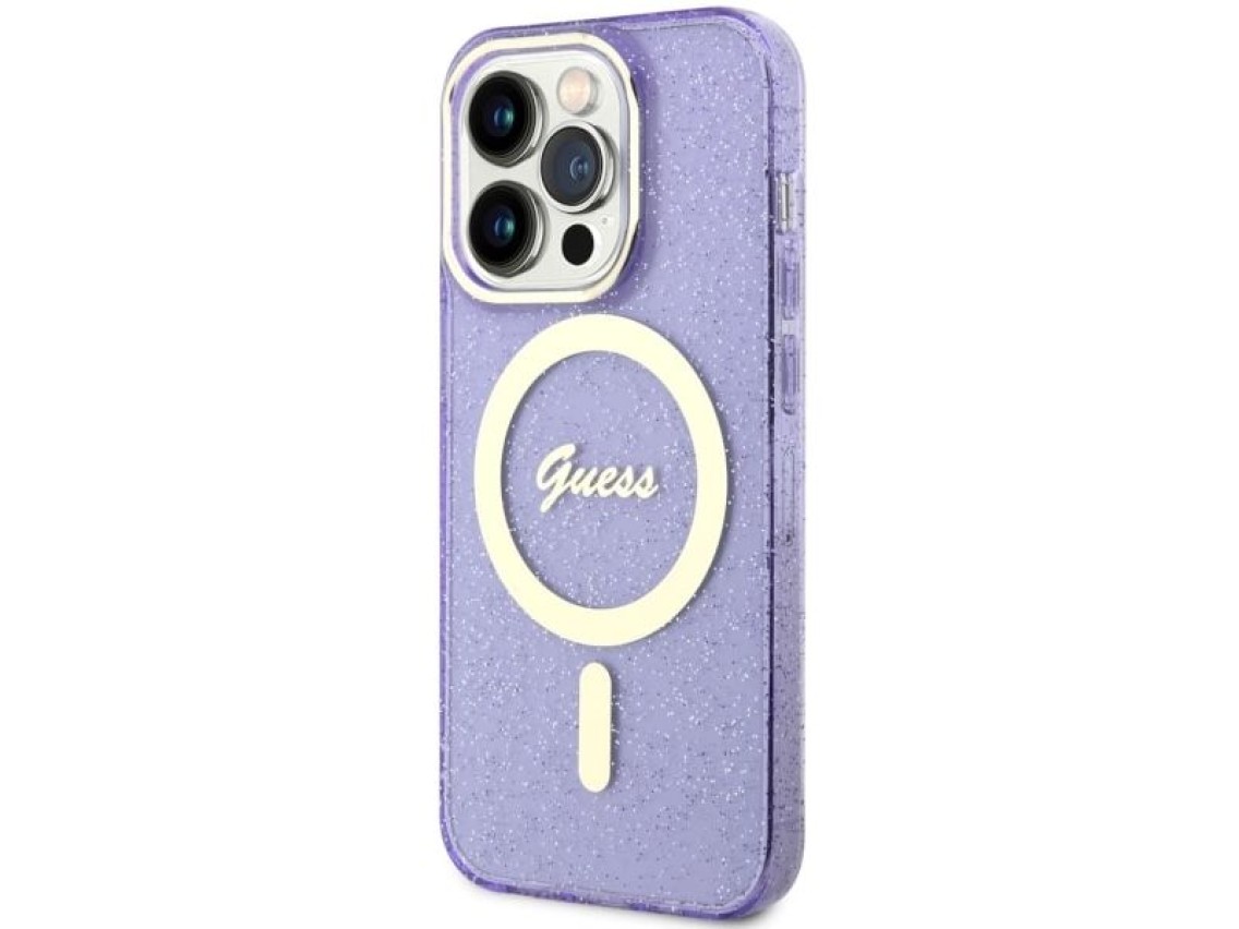 Guess GUHMP14XHCMCGU iPhone 14 Pro Max 6.7" purple/purple hardcase Glitter Gold MagSafe