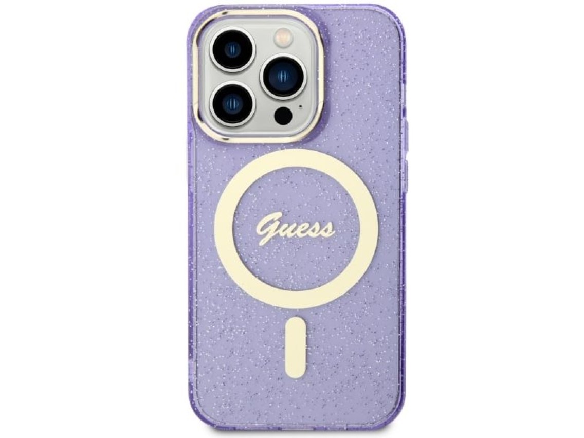 Guess GUHMP14XHCMCGU iPhone 14 Pro Max 6.7" purple/purple hardcase Glitter Gold MagSafe