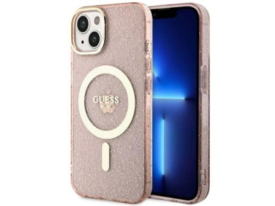 Guess GUHMP14MHCMCGP iPhone 14 Plus 6.7" pink/pink hardcase Glitter Gold MagSafe Guess GUHMP14MHCMCGP iPhone 14 Plus 6.7" pink/pink hardcase Glitter Gold MagSafe