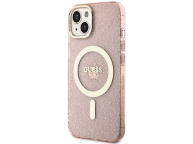 Guess GUHMP14MHCMCGP iPhone 14 Plus 6.7" pink/pink hardcase Glitter Gold MagSafe Guess GUHMP14MHCMCGP iPhone 14 Plus 6.7" pink/pink hardcase Glitter Gold MagSafe