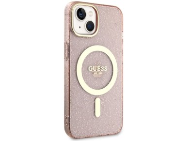 Guess GUHMP14MHCMCGP iPhone 14 Plus 6.7" pink/pink hardcase Glitter Gold MagSafe Guess GUHMP14MHCMCGP iPhone 14 Plus 6.7" pink/pink hardcase Glitter Gold MagSafe