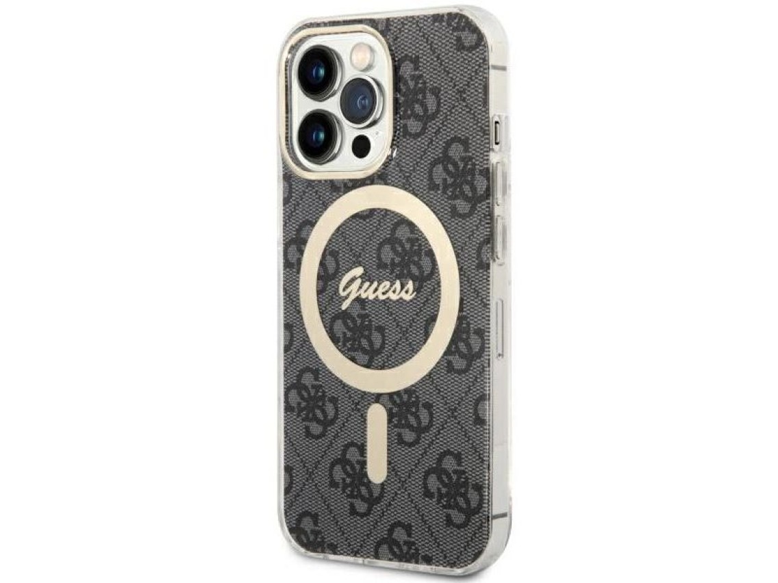 Funda rígida Guess GUHMP13LH4STK para iPhone 13 Pro / 13 de 6,1" en color negro/negro, compatible co