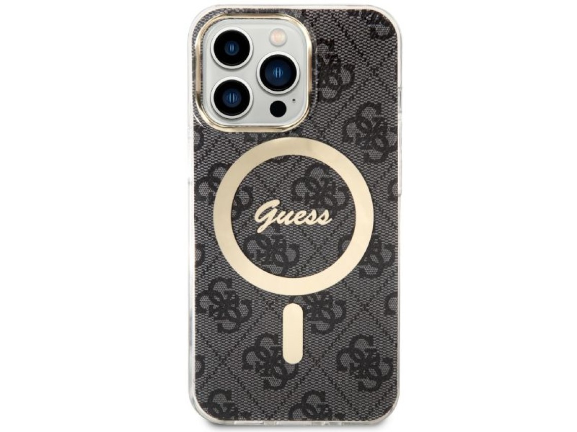 Funda rígida Guess GUHMP13LH4STK para iPhone 13 Pro / 13 de 6,1" en color negro/negro, compatible co