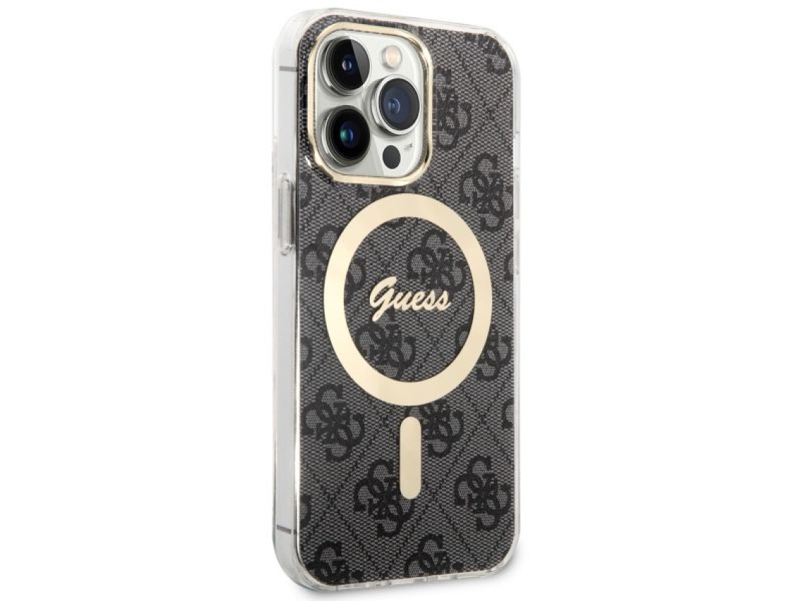 Funda rígida Guess GUHMP13LH4STK para iPhone 13 Pro / 13 de 6,1" en color negro/negro, compatible co