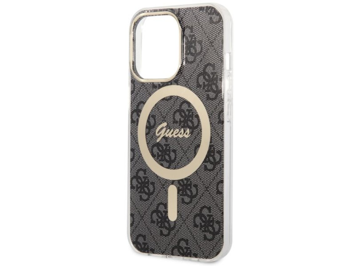 Funda rígida Guess GUHMP13LH4STK para iPhone 13 Pro / 13 de 6,1" en color negro/negro, compatible co