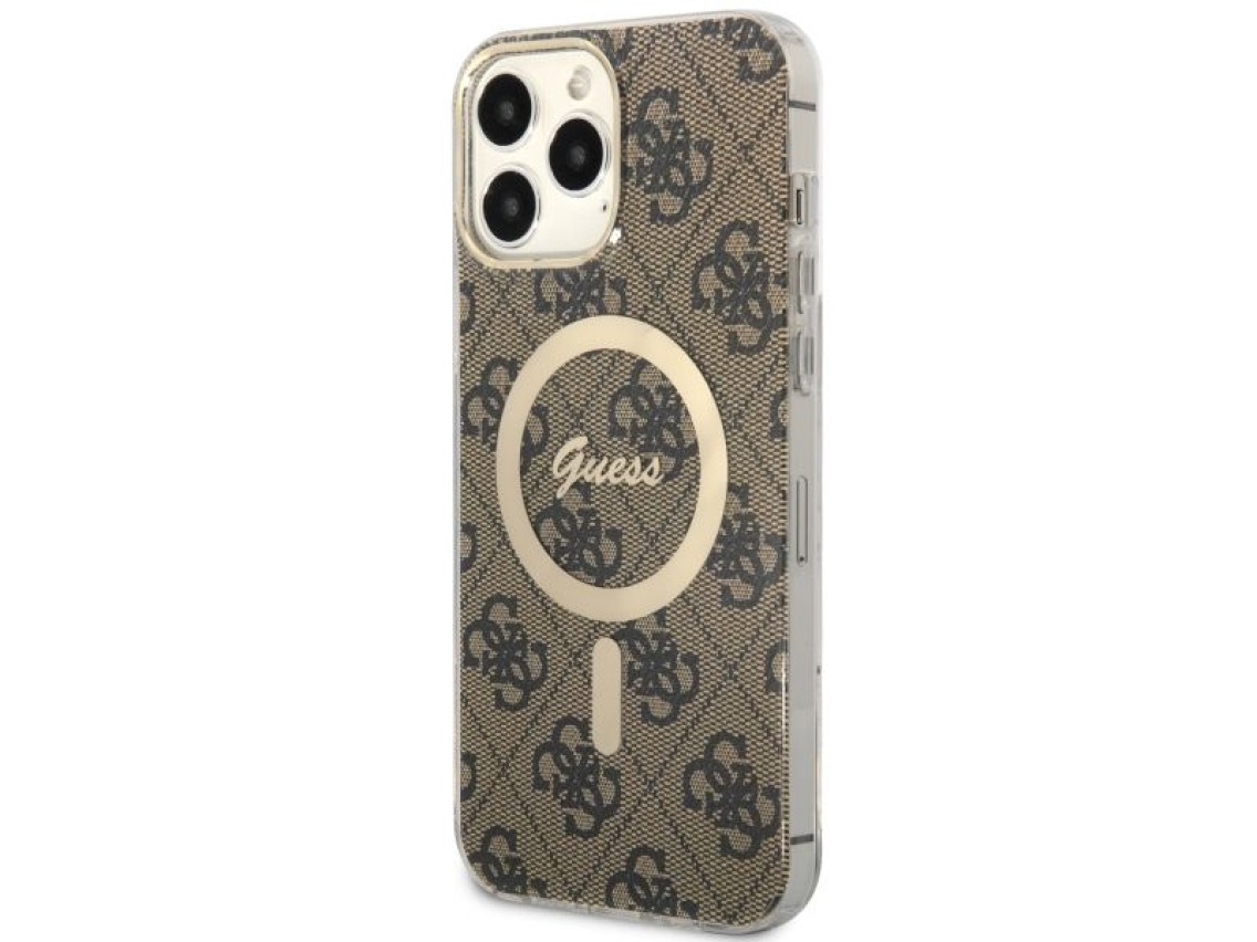 Capa rígida marrom/marrom Guess GUHMP13XH4STW para iPhone 13 Pro Max 6.7" com MagSafe 4G