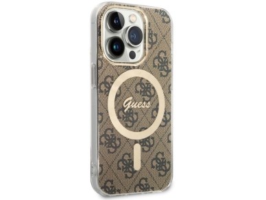 Guess GUHMP14LH4STW iPhone 14 Pro 6.1" brown/brown hardcase 4G MagSafe Guess GUHMP14LH4STW iPhone 14 Pro 6.1" brown/brown hardcase 4G MagSafe