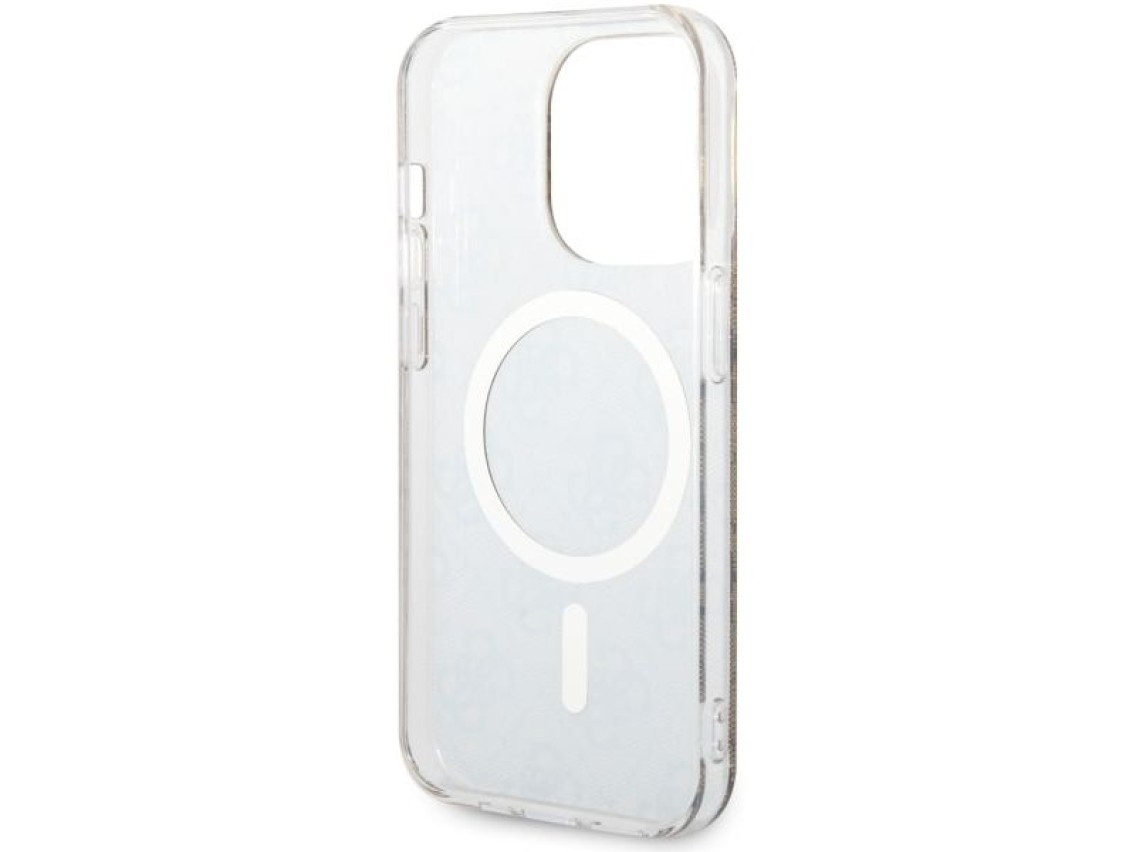 Funda rígida Guess GUHMP14LH4STW para iPhone 14 Pro de 6,1" color marrón/marrón, 4G y MagSafe.