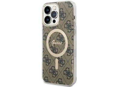 Guess GUHMP14XH4STW iPhone 14 Pro Max 6.7" brown/brown hardcase 4G MagSafe Guess GUHMP14XH4STW iPhone 14 Pro Max 6.7" brown/brown hardcase 4G MagSafe