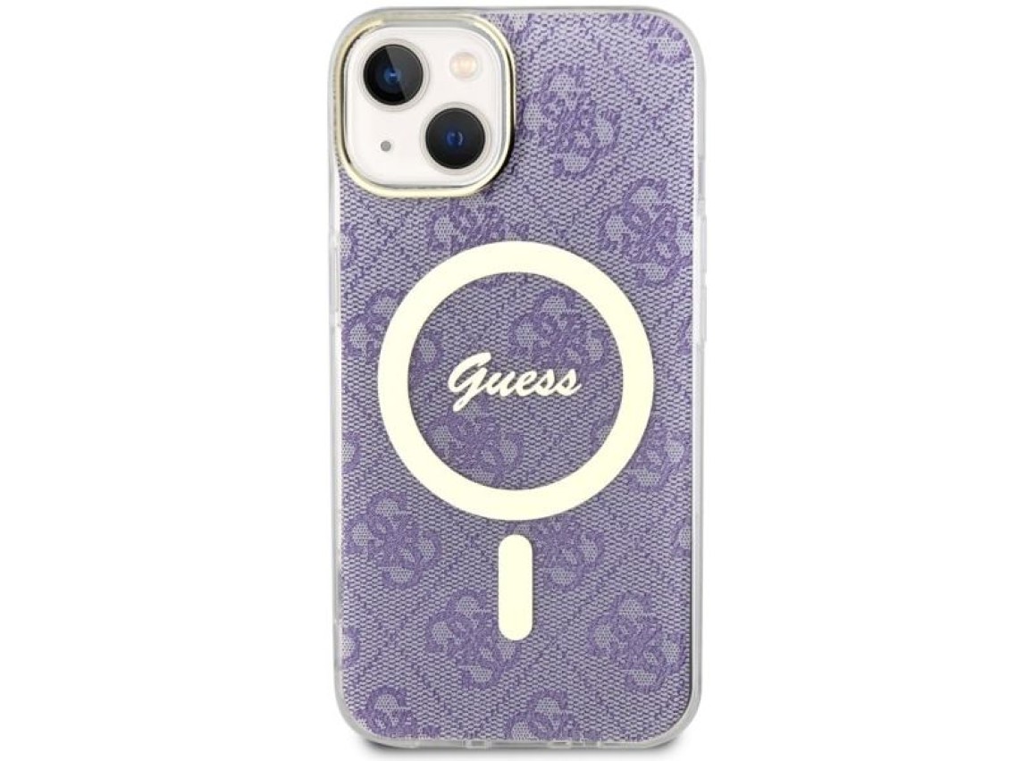 Funda rígida Guess GUHMP14MH4STU para iPhone 14 Plus de 6,7" color morado/morado, 4G y MagSafe.