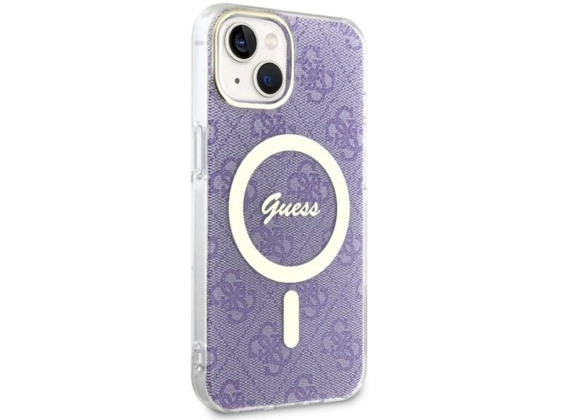 Funda rígida Guess GUHMP14MH4STU para iPhone 14 Plus de 6,7" color morado/morado, 4G y MagSafe.