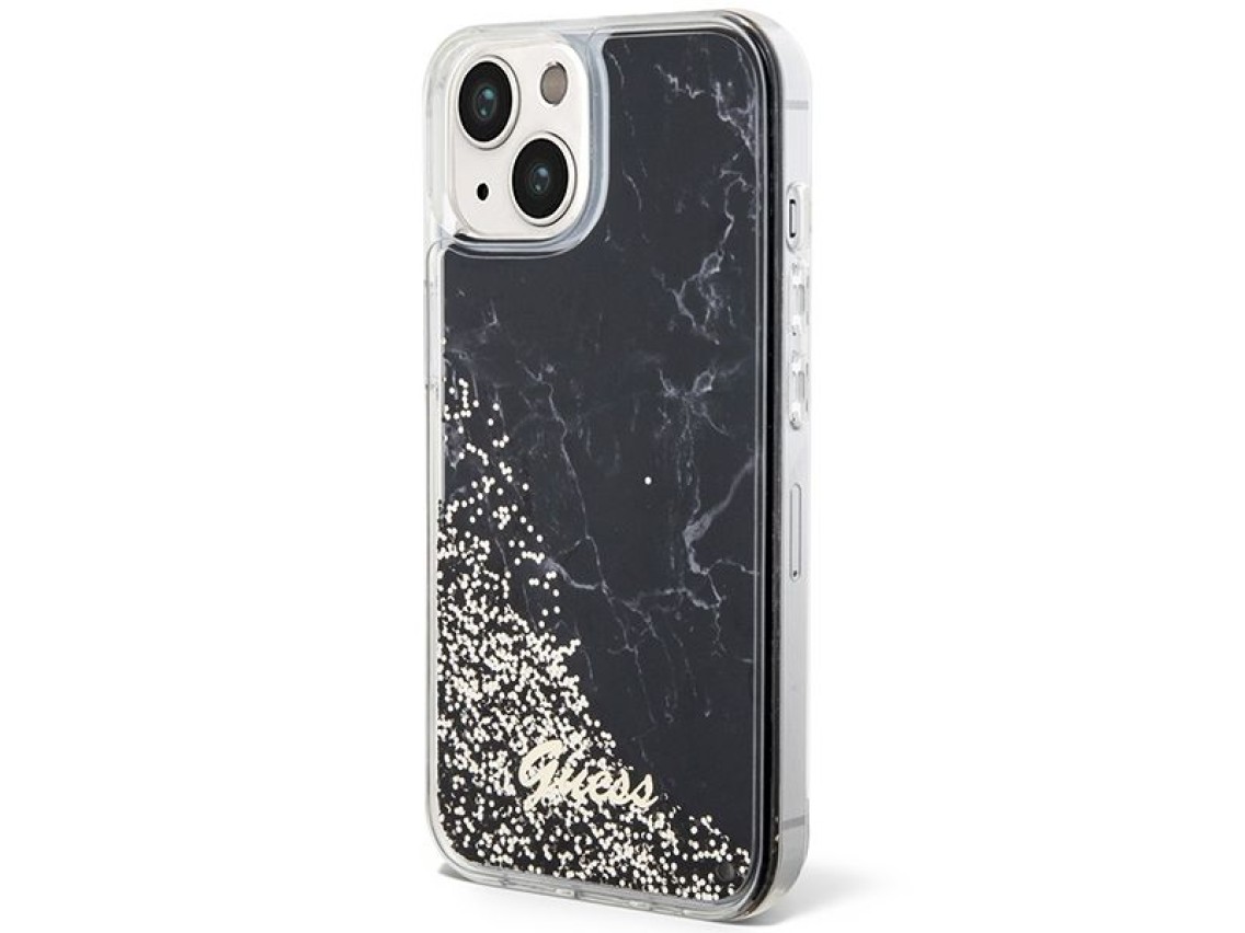 Guess Liquid Glitter Marble case for iPhone 14 - black