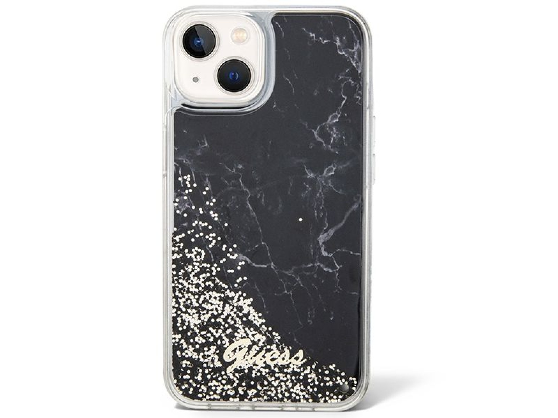 Guess Liquid Glitter Marble case for iPhone 14 - black