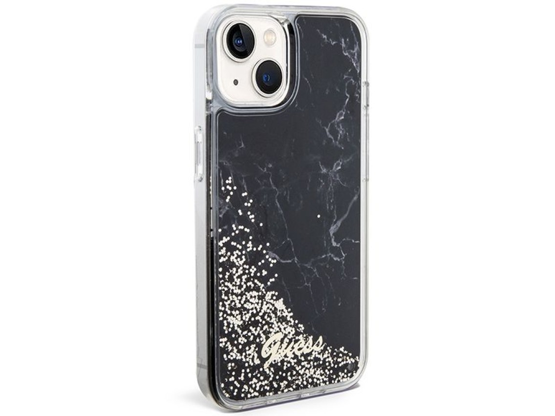 Guess Liquid Glitter Marble case for iPhone 14 - black