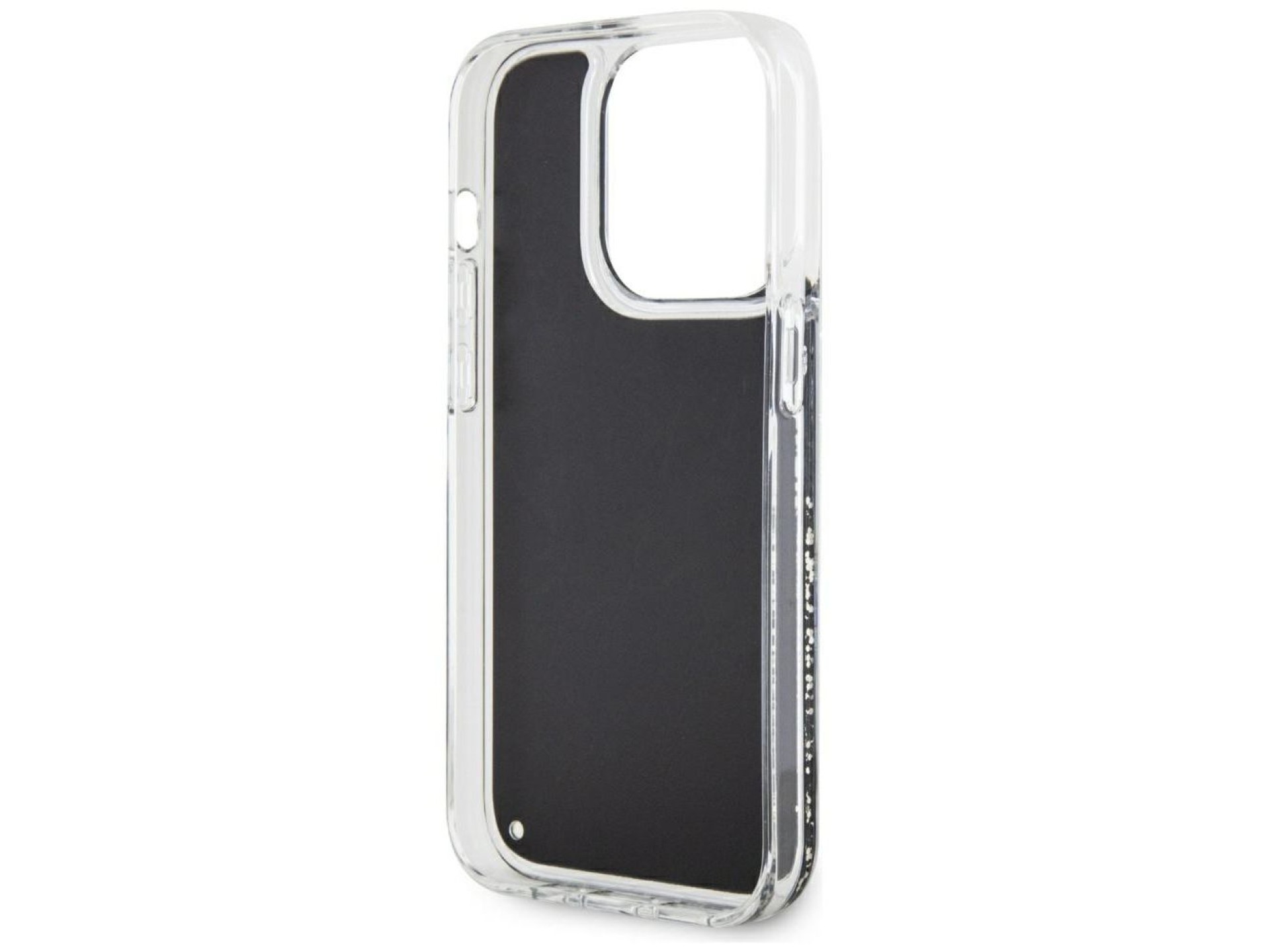 Capa rígida preta com glitter líquido marmorizado Guess GUHCP14LLCSGSGK para iPhone 14 Pro 6.1