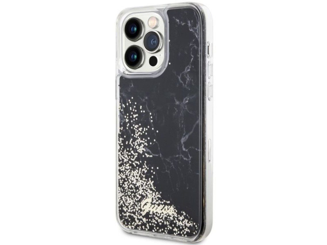 Funda rígida Guess GUHCP14XLCSGSGK para iPhone 14 Pro Max de 6,7" en color negro/negro con efecto má