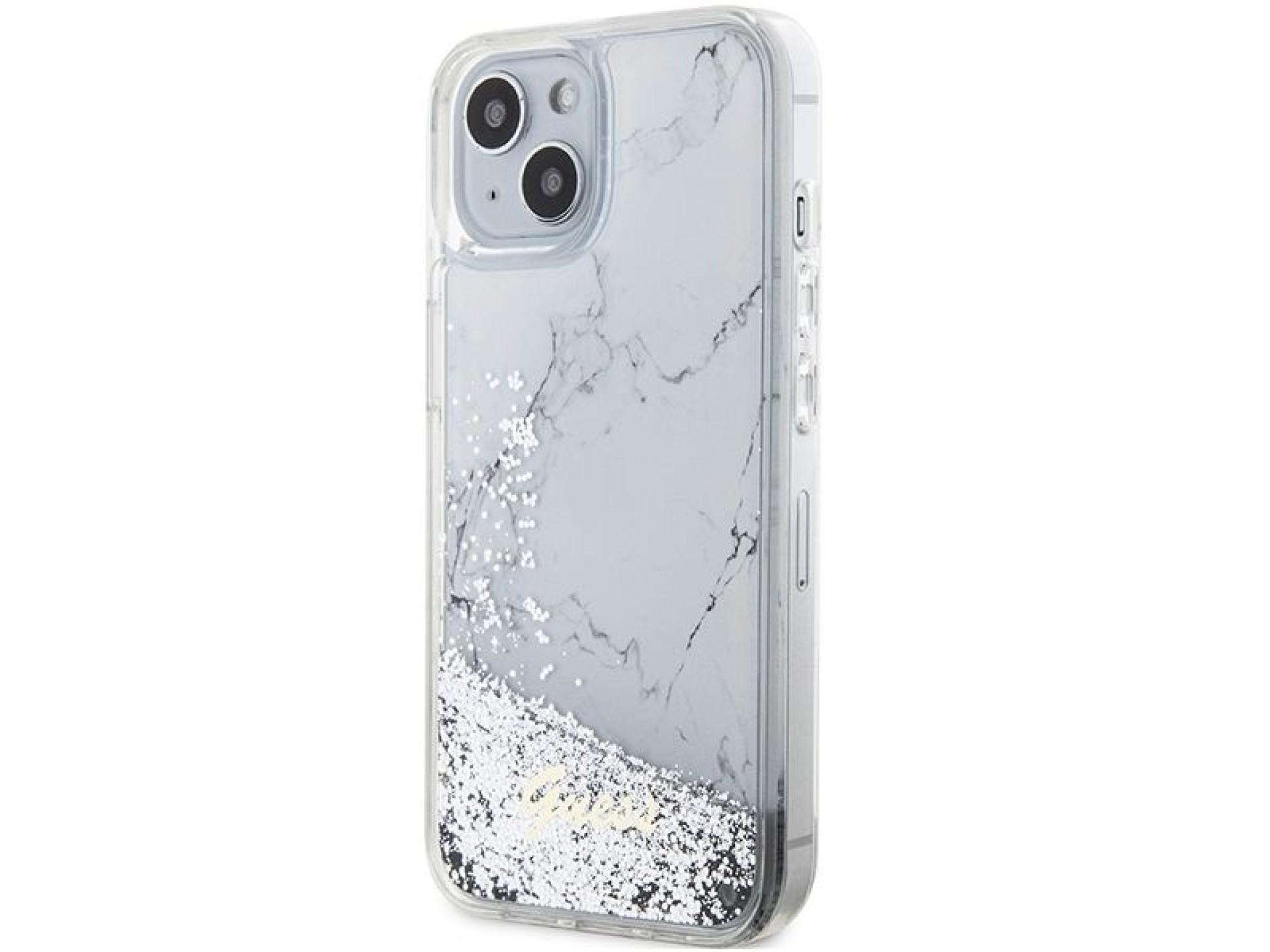 Guess Liquid Glitter Marble case for iPhone 14 - white
