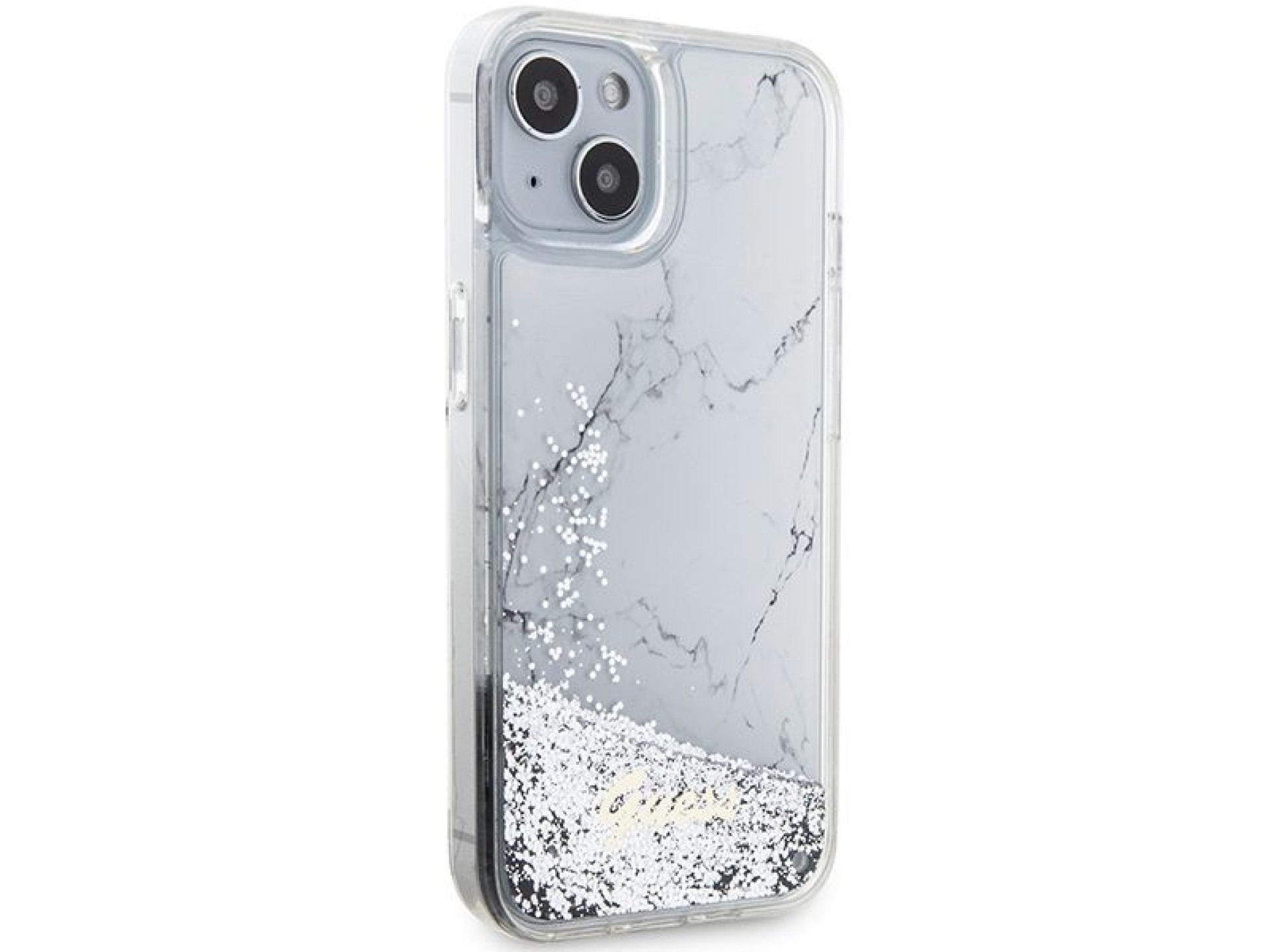 Guess Liquid Glitter Marble case for iPhone 14 - white