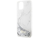 Guess Liquid Glitter Marble case for iPhone 14 - white