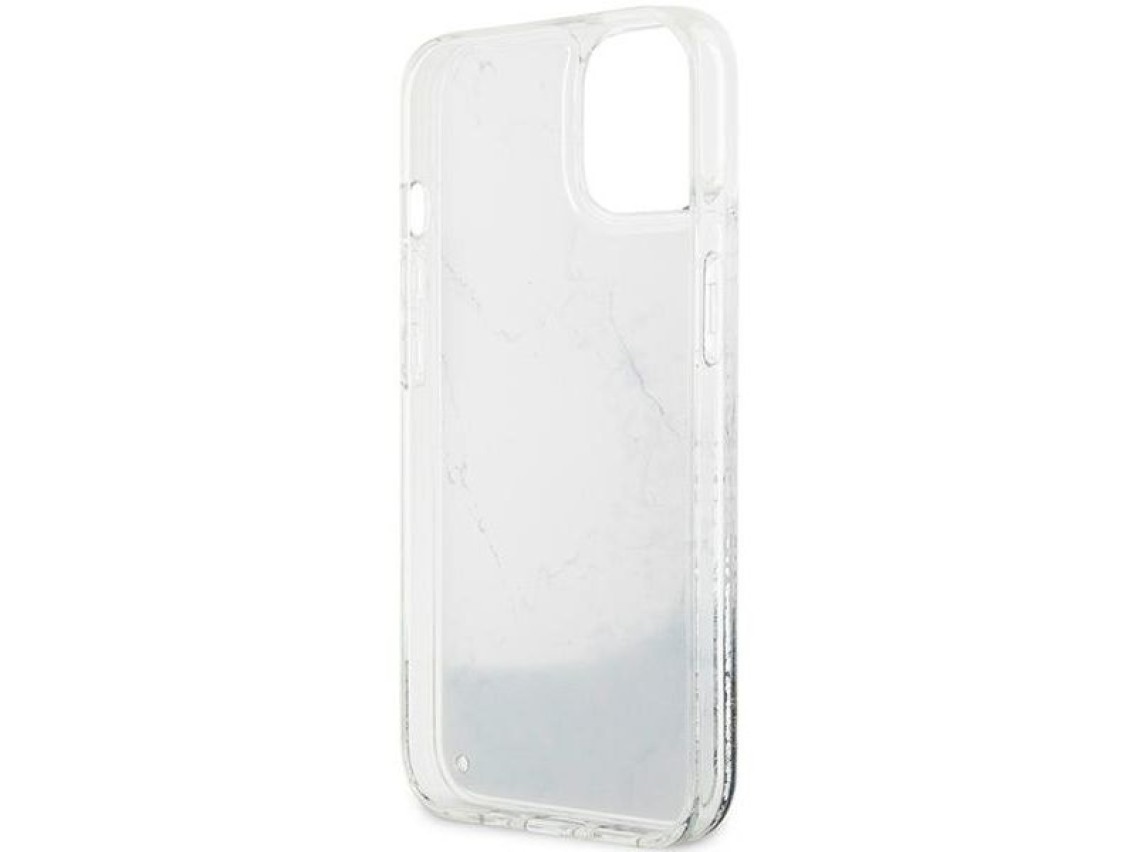 Guess Liquid Glitter Marble case for iPhone 14 - white