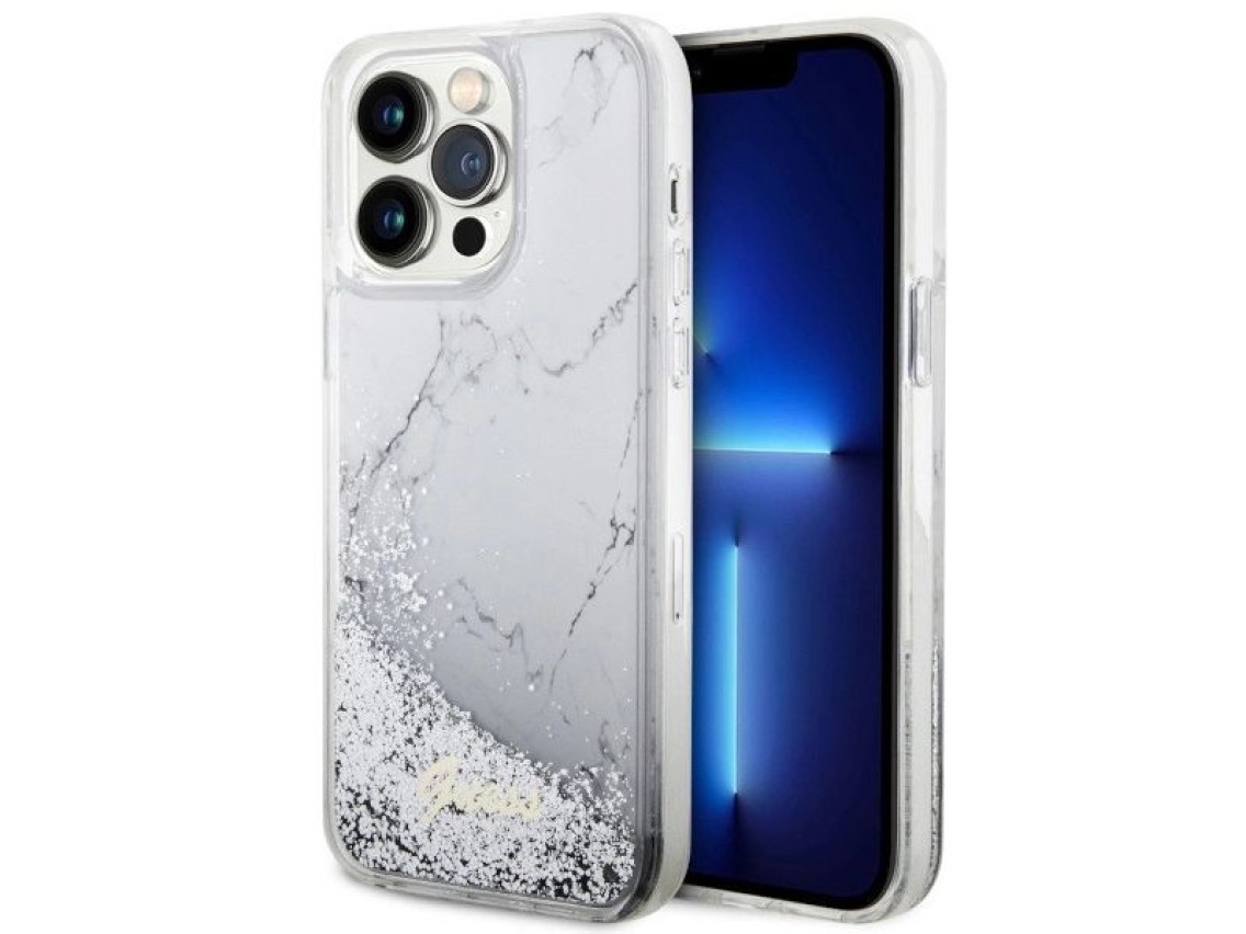 Funda rígida Guess GUHCP14XLCSGSGH para iPhone 14 Pro Max de 6,7" blanca/blanca con efecto mármol de