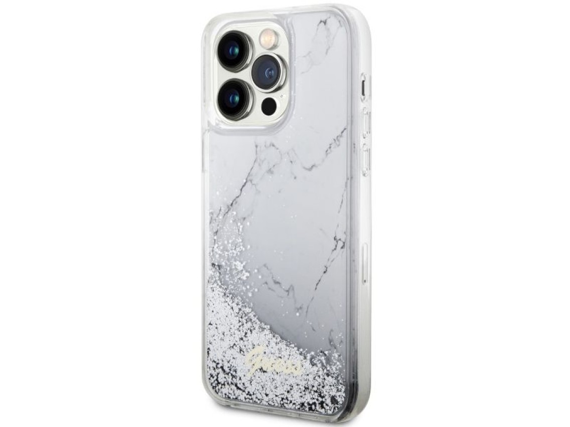 Funda rígida Guess GUHCP14XLCSGSGH para iPhone 14 Pro Max de 6,7" blanca/blanca con efecto mármol de