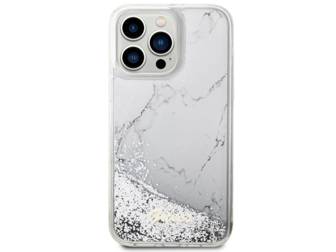 Funda rígida Guess GUHCP14XLCSGSGH para iPhone 14 Pro Max de 6,7" blanca/blanca con efecto mármol de