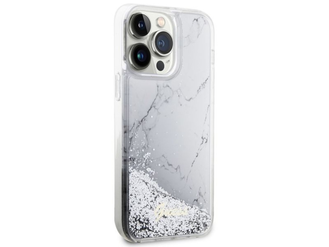 Funda rígida Guess GUHCP14XLCSGSGH para iPhone 14 Pro Max de 6,7" blanca/blanca con efecto mármol de