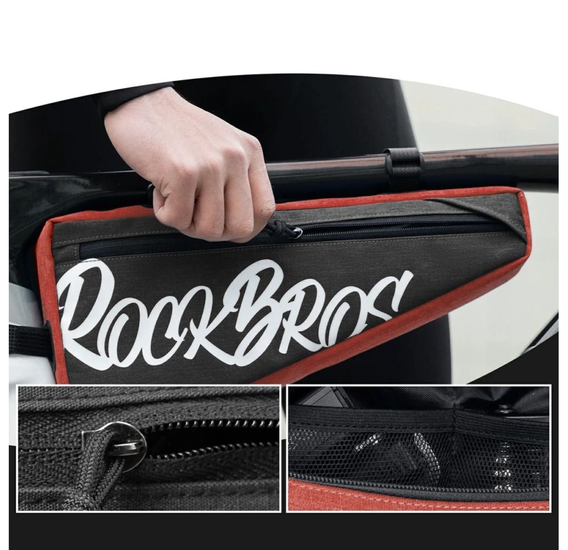 Rockbros G008 Flash Journey Triangle Frame Bike Bag XL 1.9 l - Black and Red