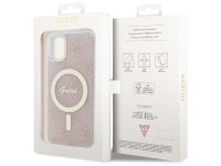 Capa rígida rosa/rosa para iPhone 11 de 6,1" da Guess (GUHMN61H4STP) com 4G e MagSafe. Capa rígida rosa/rosa para iPhone 11 de 6,1" da Guess (GUHMN61H4STP) com 4G e MagSafe.