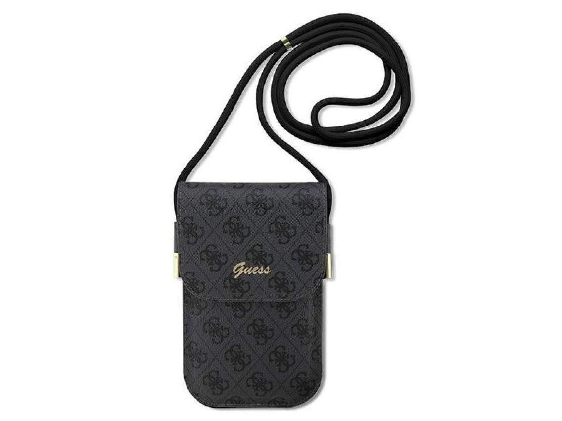 Bolsa Guess 4G com logo em estilo metalizado - preta