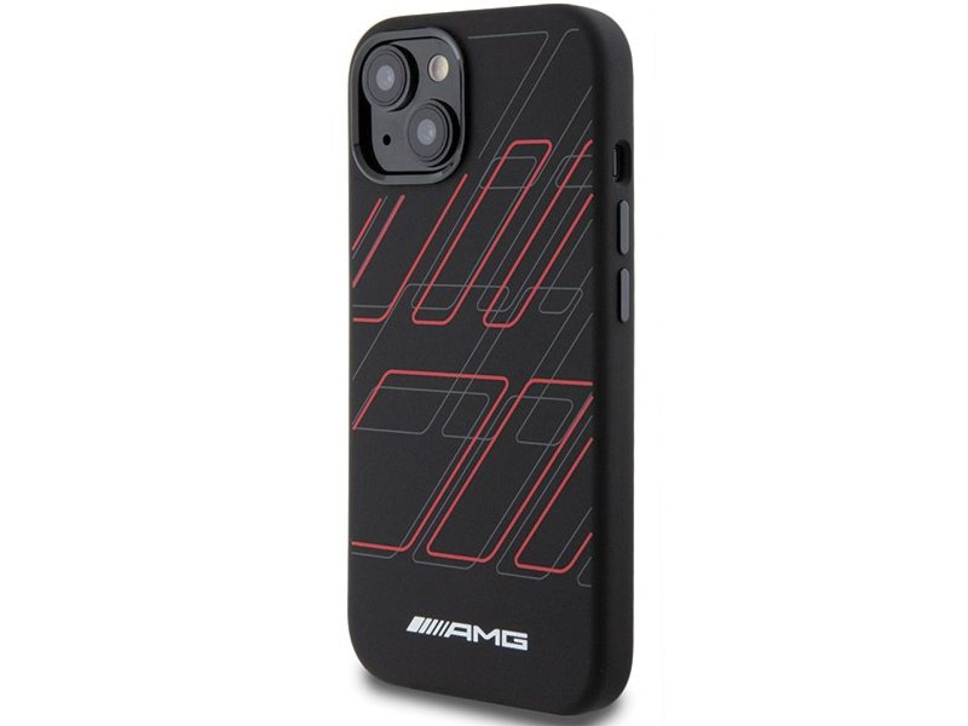 Funda MagSafe de silicona AMG con estampado de rombos grandes para iPhone 15/14/13 - Negra