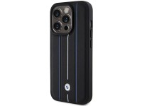 Funda de cuero BMW con estampado Blue Line para iPhone 15 Pro Max - Negra Funda de cuero BMW con estampado Blue Line para iPhone 15 Pro Max - Negra