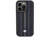 Funda de cuero BMW con estampado Blue Line para iPhone 15 Pro Max - Negra Funda de cuero BMW con estampado Blue Line para iPhone 15 Pro Max - Negra