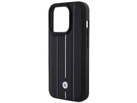 Funda de cuero BMW con estampado Blue Line para iPhone 15 Pro Max - Negra Funda de cuero BMW con estampado Blue Line para iPhone 15 Pro Max - Negra