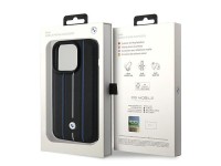 Funda de cuero BMW con estampado Blue Line para iPhone 15 Pro Max - Negra Funda de cuero BMW con estampado Blue Line para iPhone 15 Pro Max - Negra
