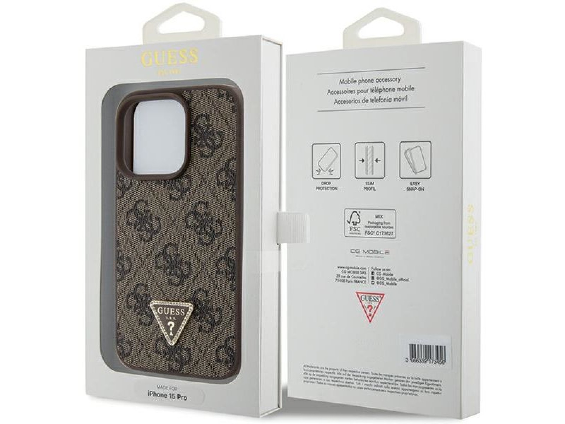 Capa rígida Guess GUHCP15LP4TDPW para iPhone 15 Pro 6.1