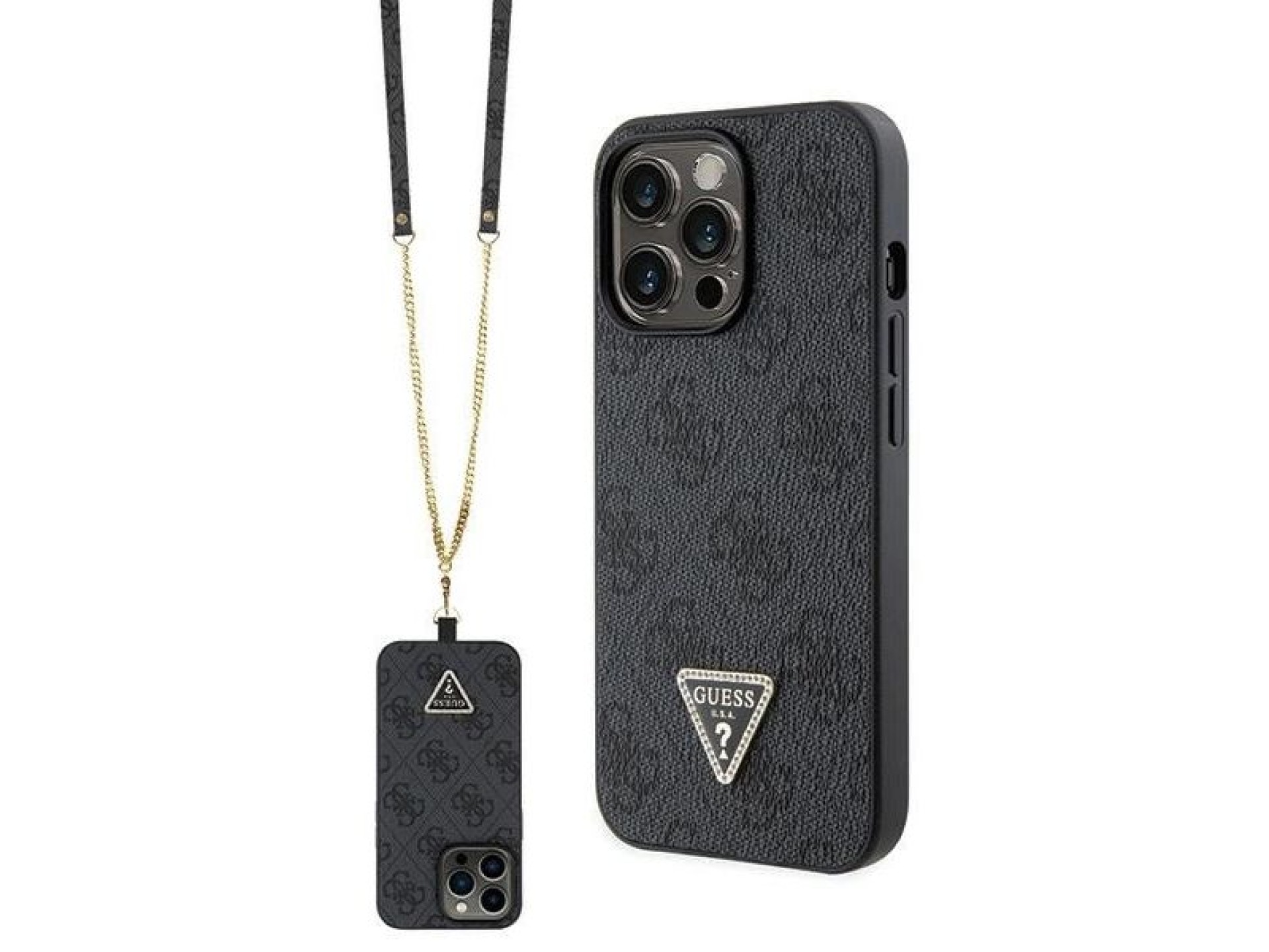 Guess GUHCP13LP4TDSCPK Case for iPhone 13 Pro / 13 - Black Crossbody 4G Metal Logo