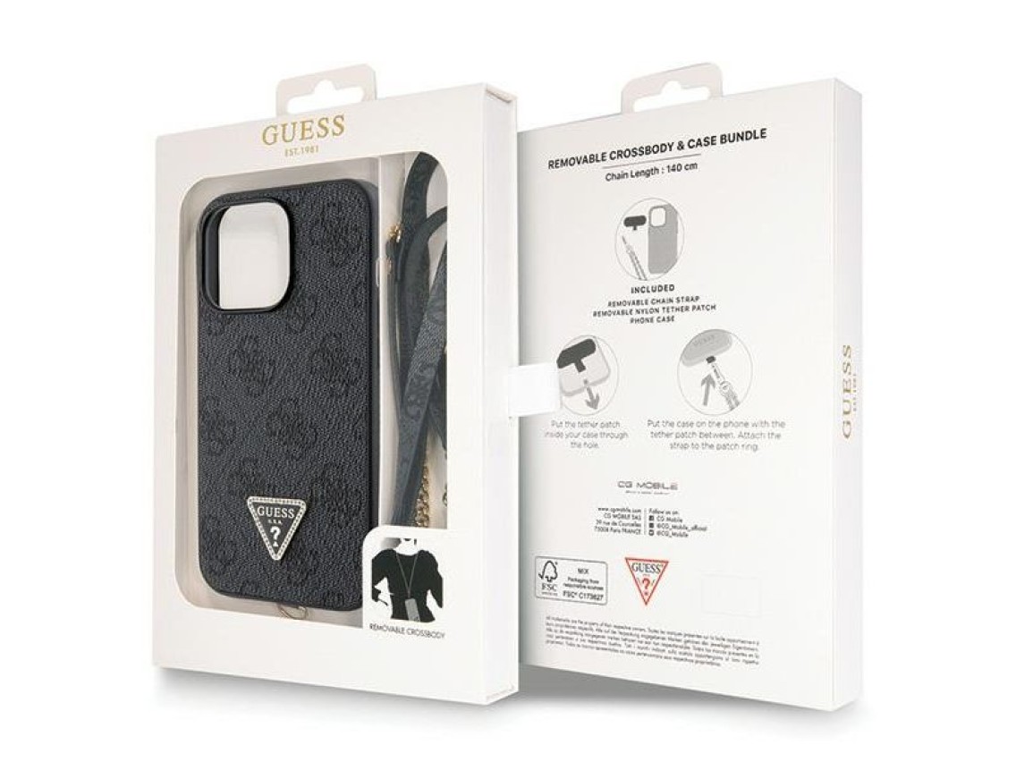 Guess GUHCP13LP4TDSCPK Case for iPhone 13 Pro / 13 - Black Crossbody 4G Metal Logo