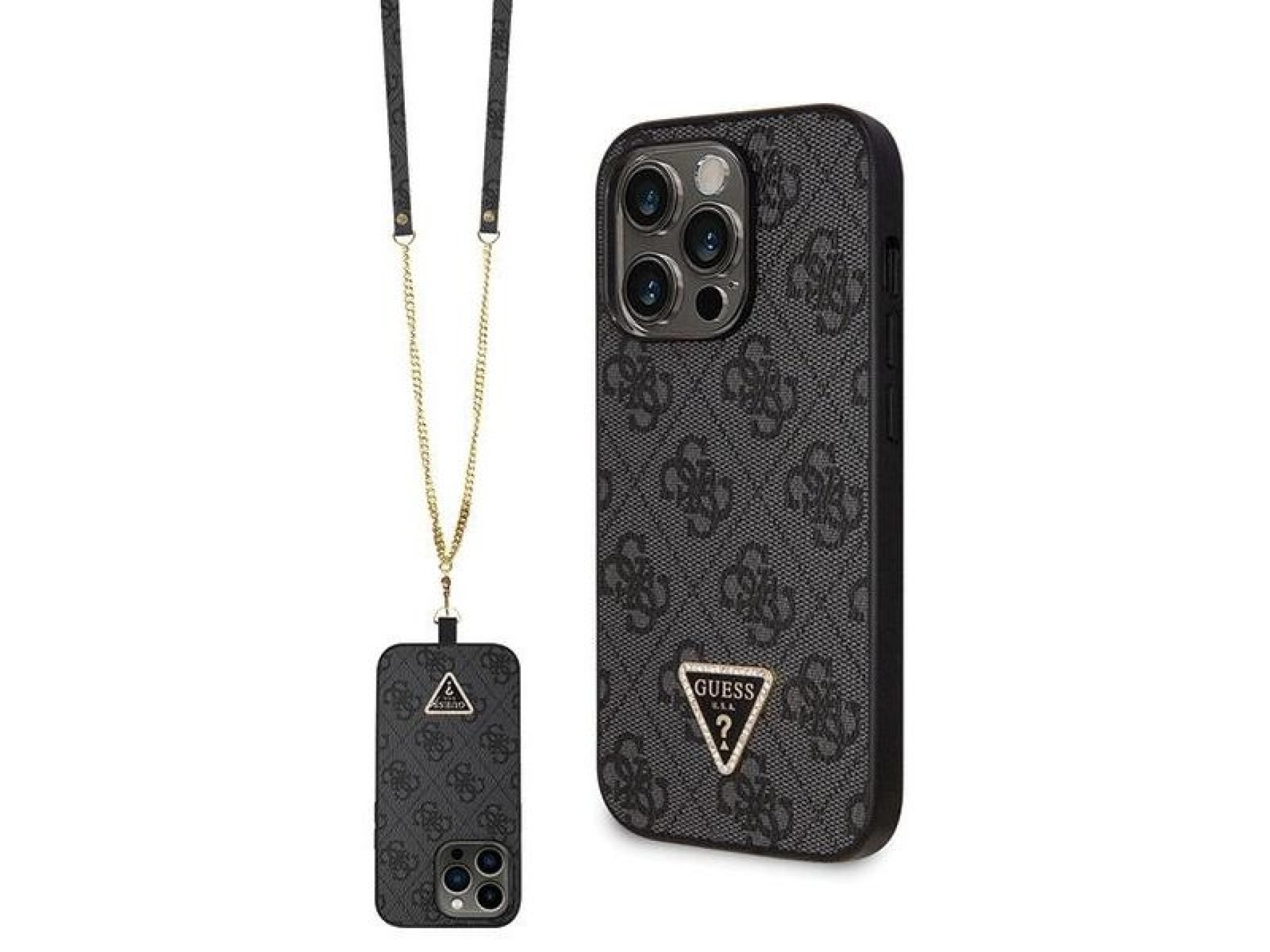 Guess GUHCP14LP4TDSCPK case for iPhone 14 Pro - black Crossbody 4G Metal Logo