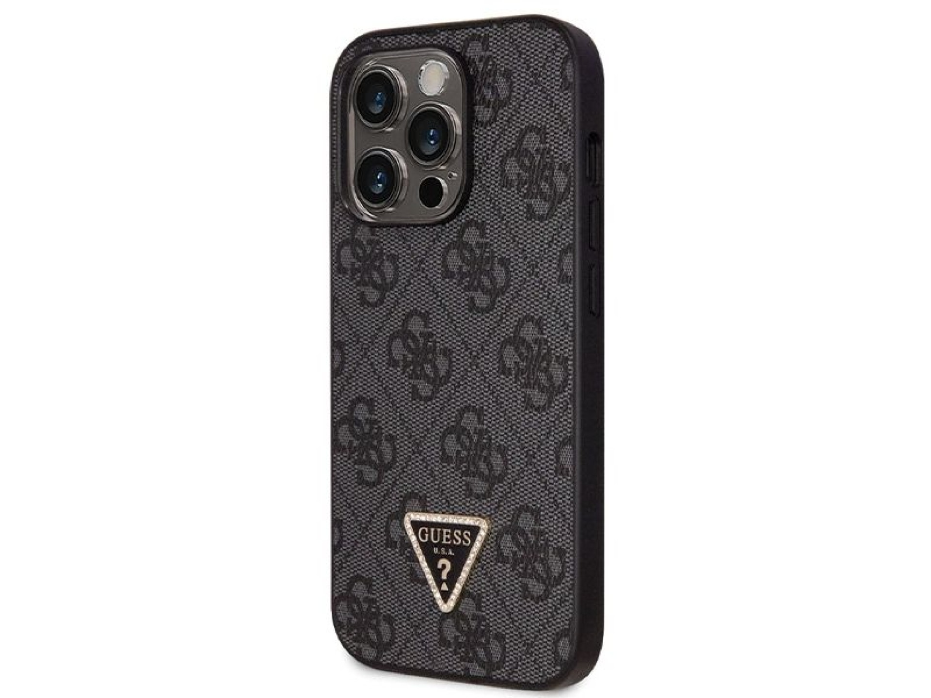 Guess GUHCP14LP4TDSCPK case for iPhone 14 Pro - black Crossbody 4G Metal Logo