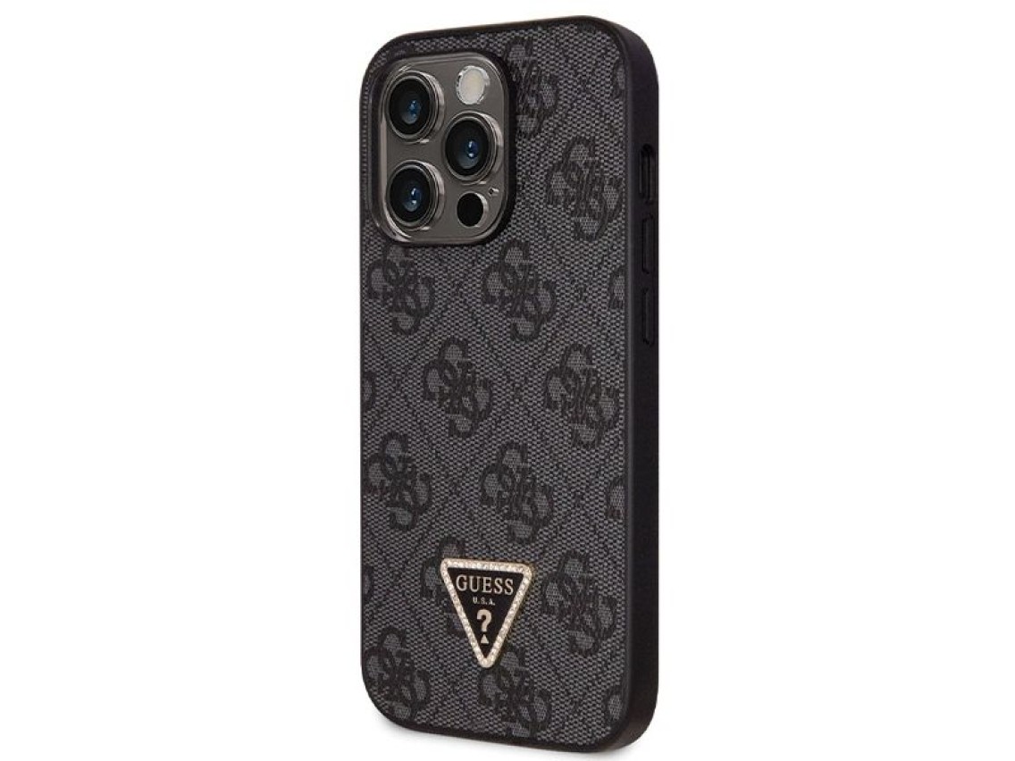 Guess GUHCP14LP4TDSCPK case for iPhone 14 Pro - black Crossbody 4G Metal Logo
