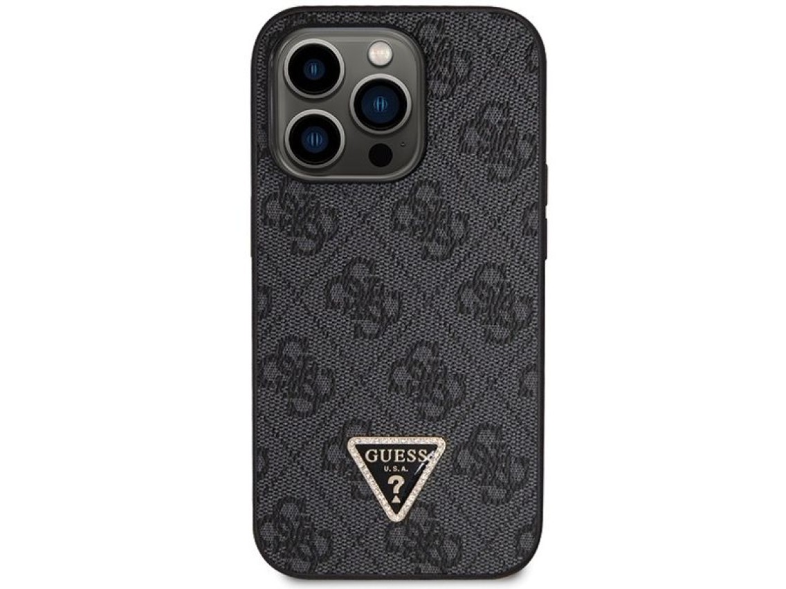 Guess GUHCP14LP4TDSCPK case for iPhone 14 Pro - black Crossbody 4G Metal Logo