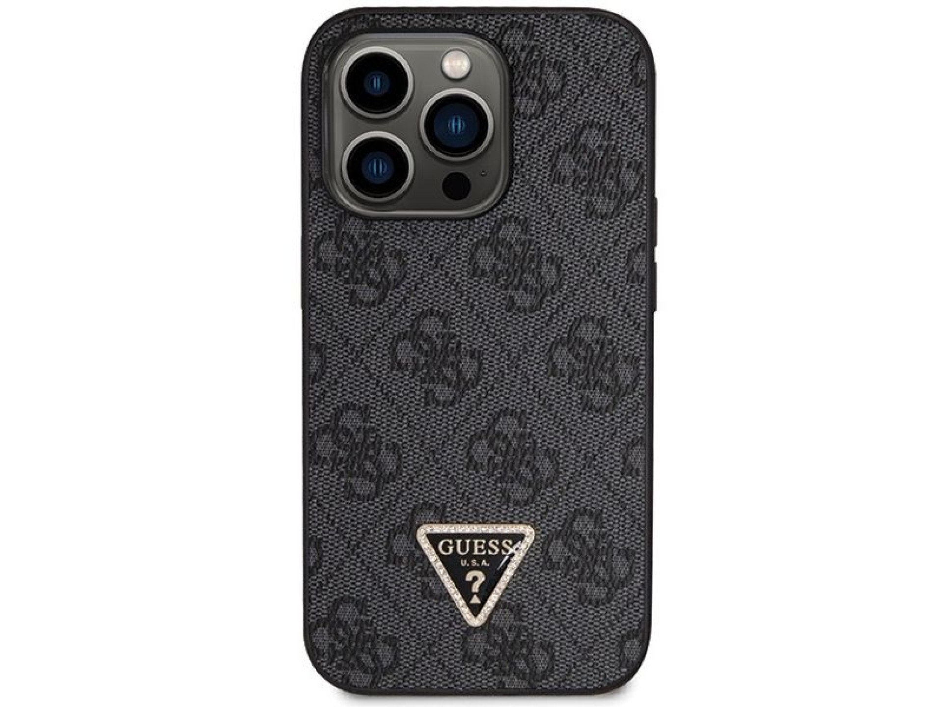 Guess GUHCP14LP4TDSCPK case for iPhone 14 Pro - black Crossbody 4G Metal Logo